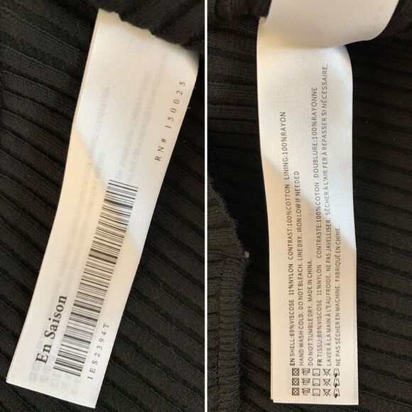 En Saison Maxime Puff Sleeve‎ Ribbed Knit Backless Tied Blouse in Black Size M - Picture 11 of 12